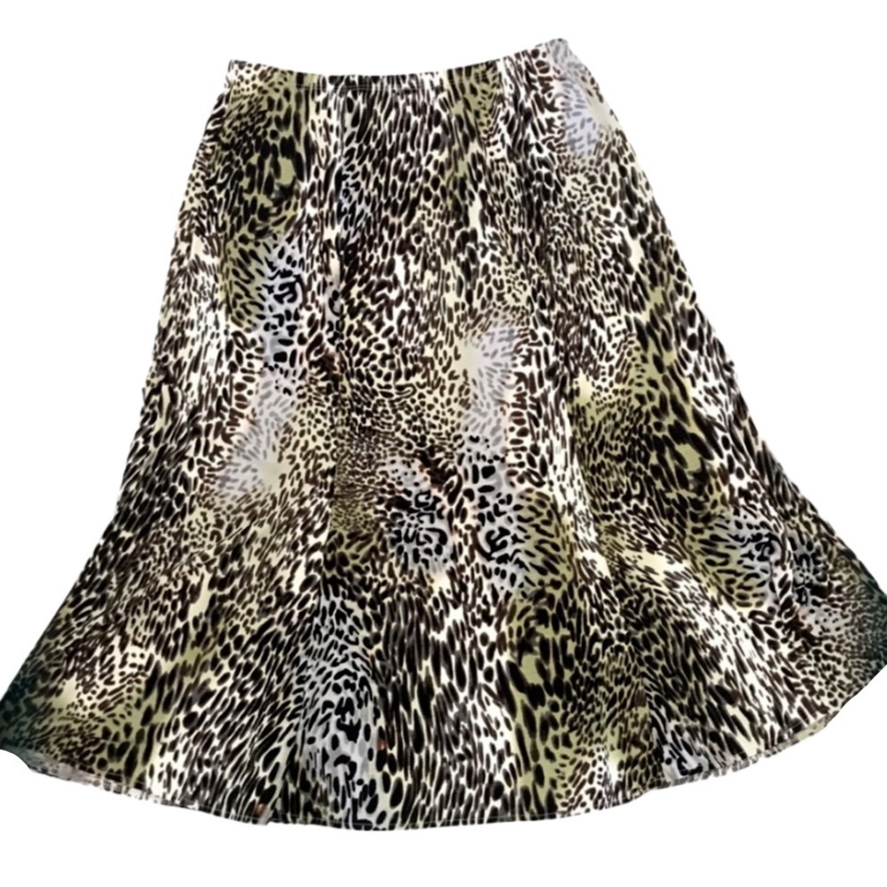Harve Bernard Animal Print Fit & Flare Elastic Waist Knee Skirt Size Small EUC